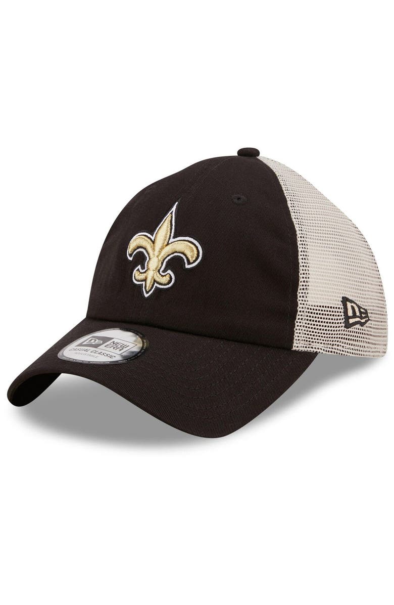 New Era Men's New Era Black/White New Orleans Saints Flag 9TWENTY Trucker Snapback Hat, Alternate, color,