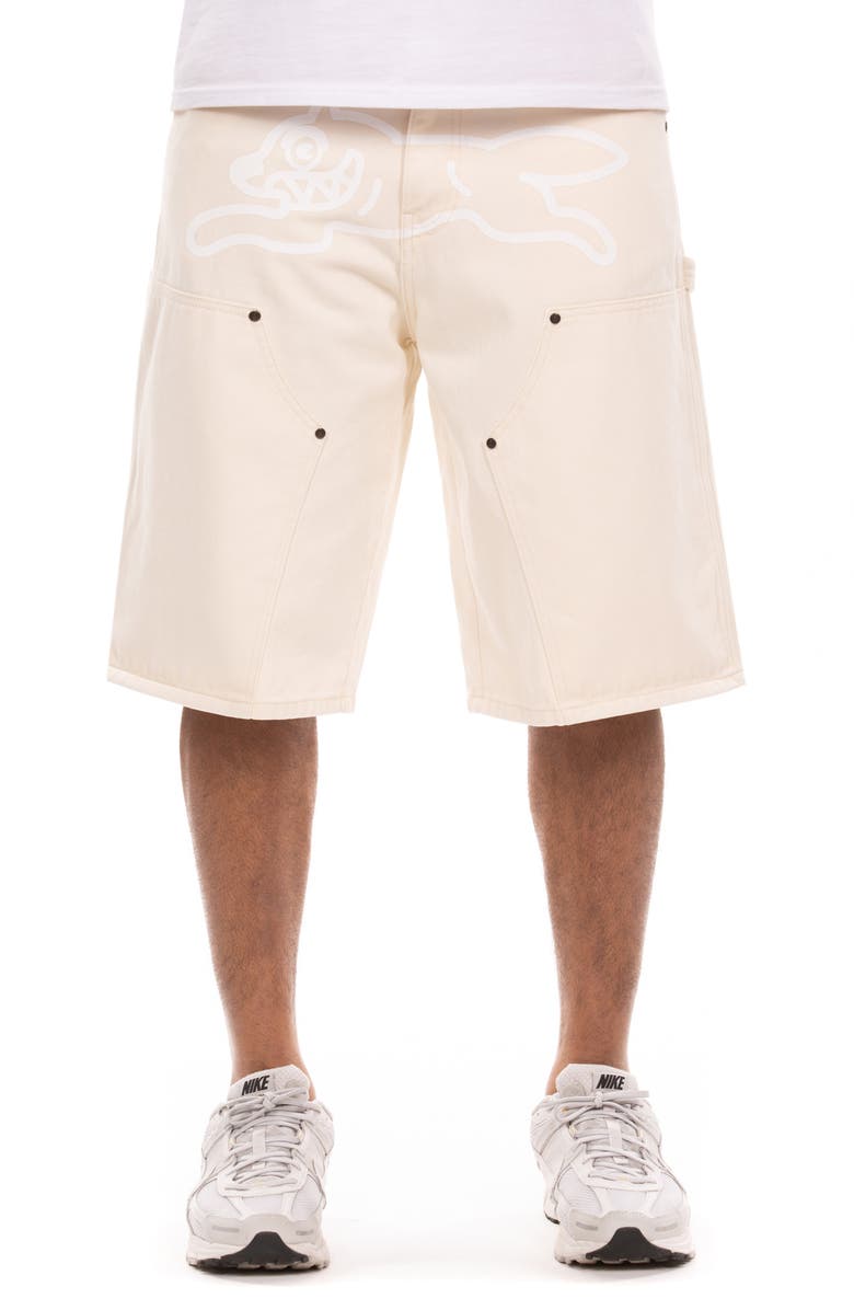 ICECREAM Choco Cotton Twill Carpenter Shorts, Main, color, Antique White