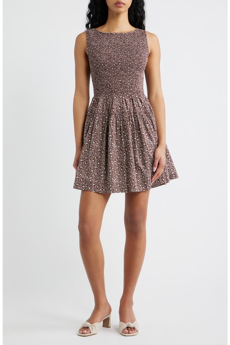 Cosima Mini Nap Dress, Main, color, DITSY THISTLE BROWN