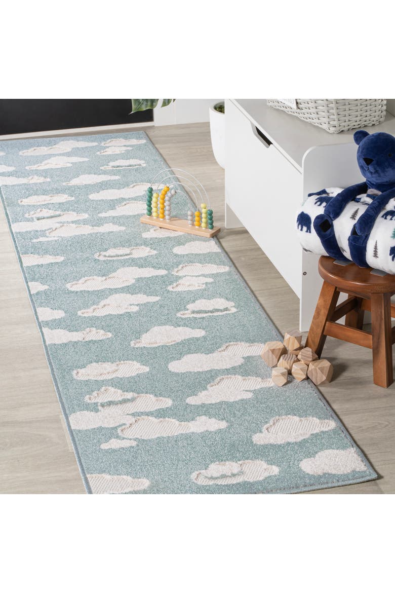 Hedwig High-Low Youth Cloud Scandi Indoor/Outdoor Area Rug, Alternate, color, Blue/Ivory
