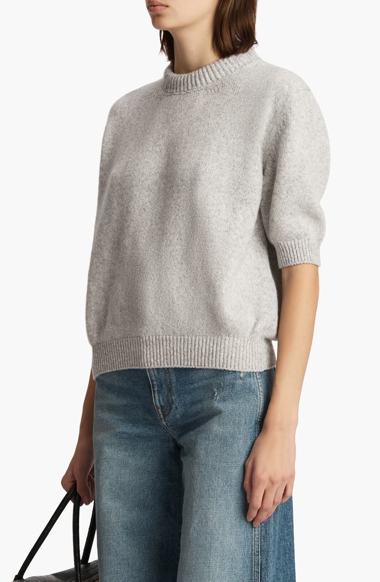 Khaite Davin Short Sleeve Cashmere Sweater, Alternate, color, Dove
