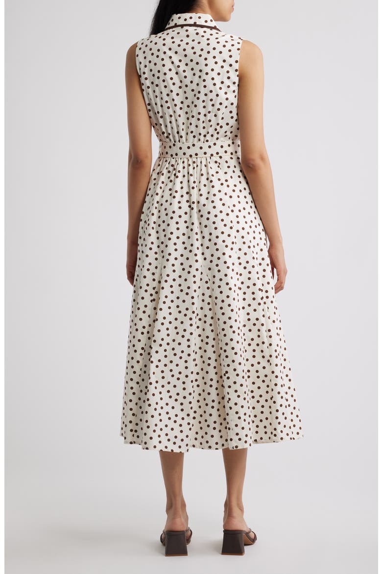 Polka Dot Midi Shirtdress, Alternate, color, WHITE / DARK CHOCOLATE
