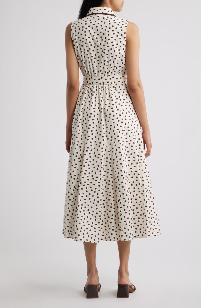 Anne Klein Polka Dot Midi Shirtdress, Alternate, color, White / Dark Chocolate