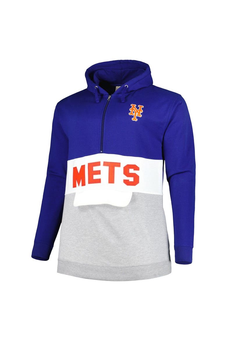 Men's Royal/White New York Mets Big & Tall Fleece Half-Zip Hoodie, Alternate, color, Royal