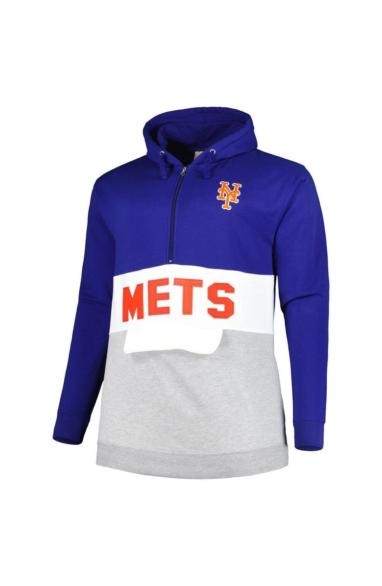 PROFILE Men's Royal/White New York Mets Big & Tall Fleece Half-Zip Hoodie, Alternate, color, Royal