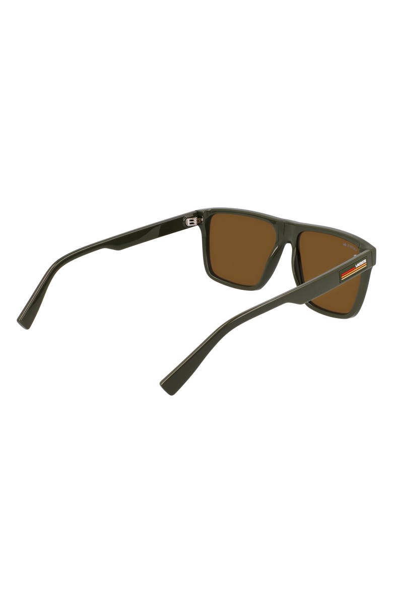 Lacoste Sport 57mm Rectangular Sunglasses, Alternate, color, Khaki