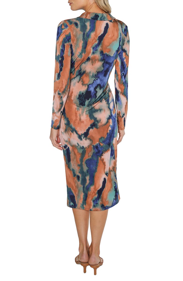 matty m. Leo Long Sleeve Faux Wrap Midi Dress, Alternate, color, Rust/ Teal