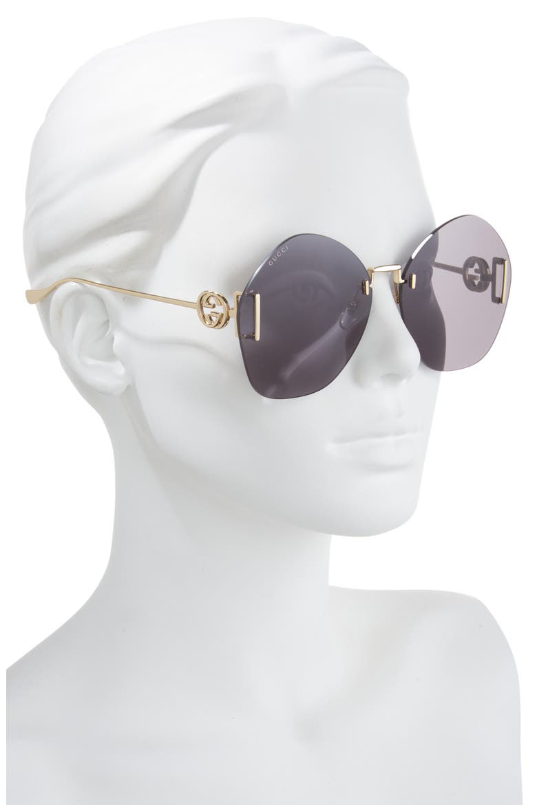 Novelty 65mm Oversize Round Sunglasses, Alternate, color, GOLD GOLD GREY