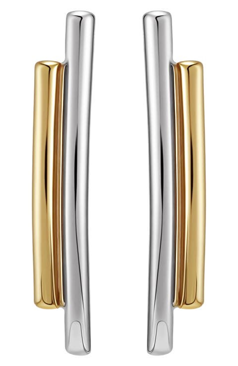 Two-Tone Double Bar Drop Earrings