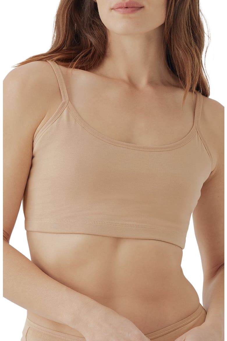Organic Cotton Everyday Strappy Scoop Bralette, Alternate, color, Sesame