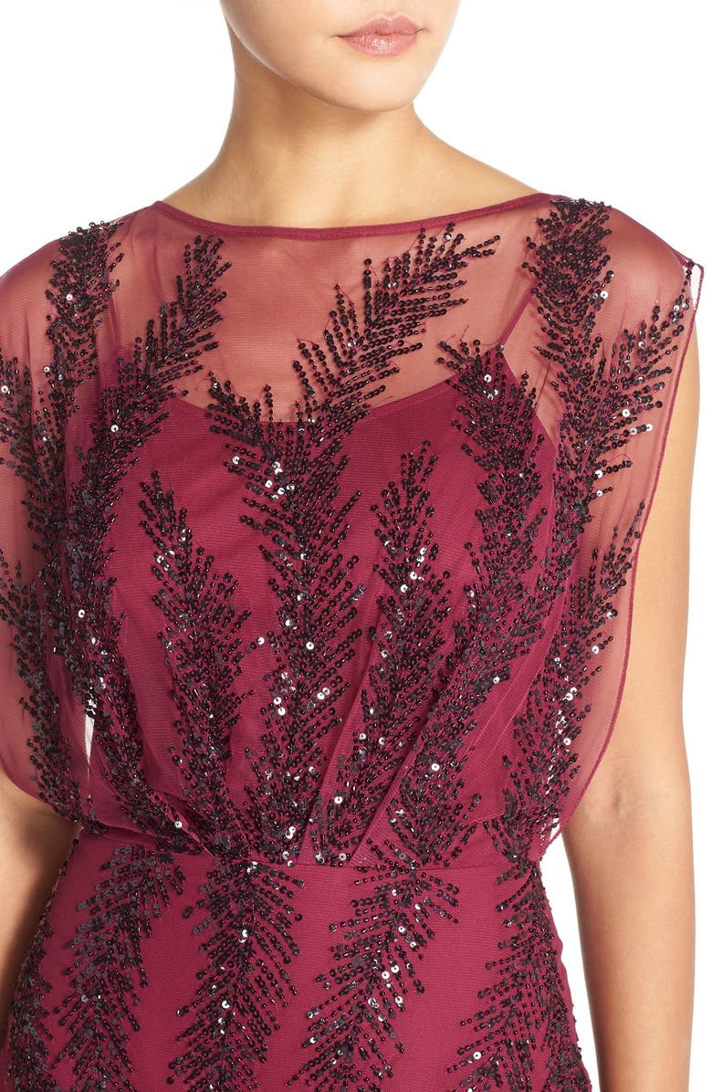 Aidan Mattox Embellished Mesh Blouson Gown, Alternate, color, 