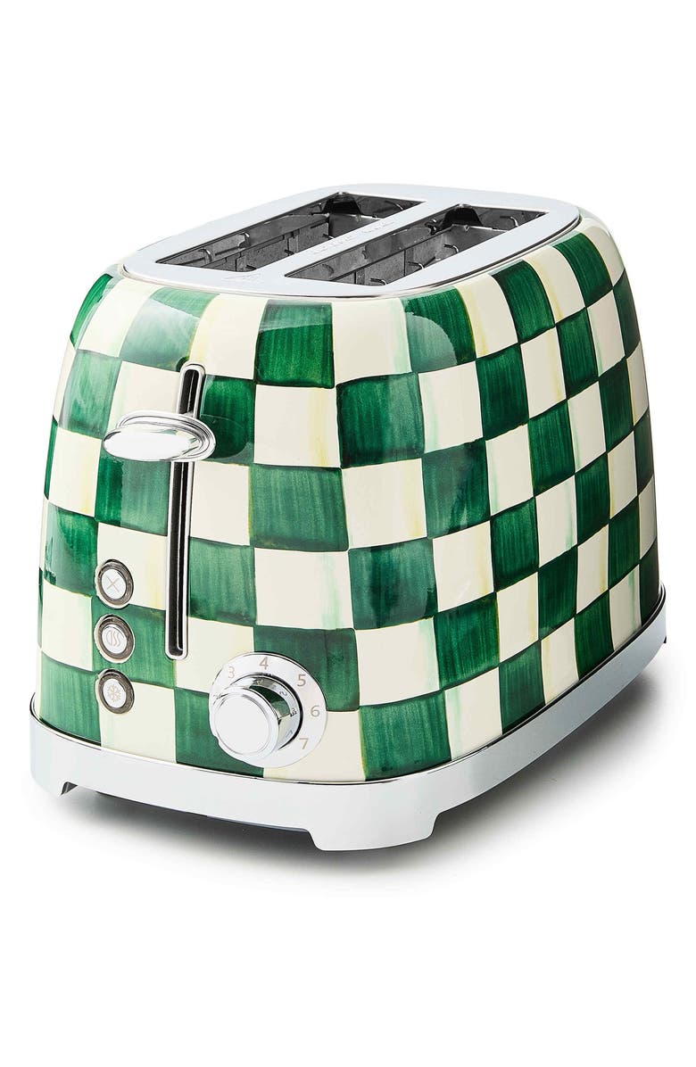 MACKENZIE CHILDS Emerald Check 2-Slice Toaster, Main, color, Emerald