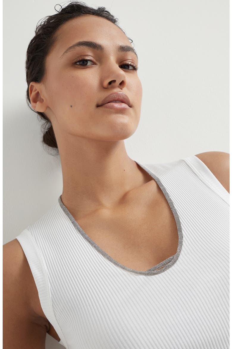 Ribbed jersey top, Alternate, color, White