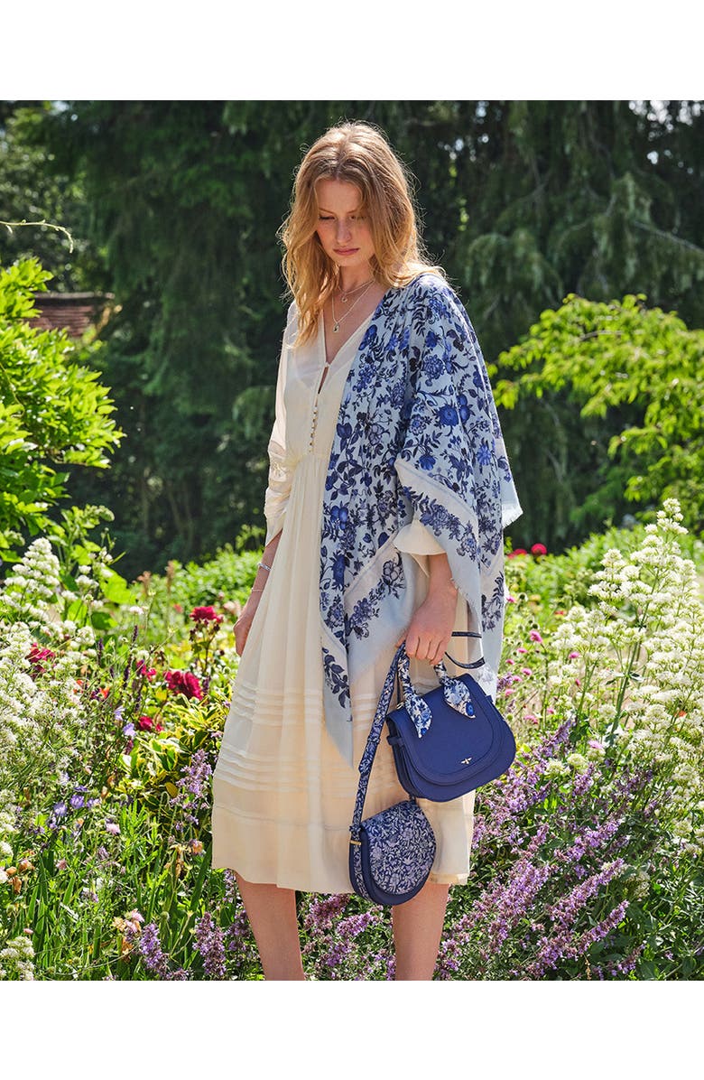 Fable England Ditsy Blue Folk Square Scarf, Alternate, color, Blue Hues