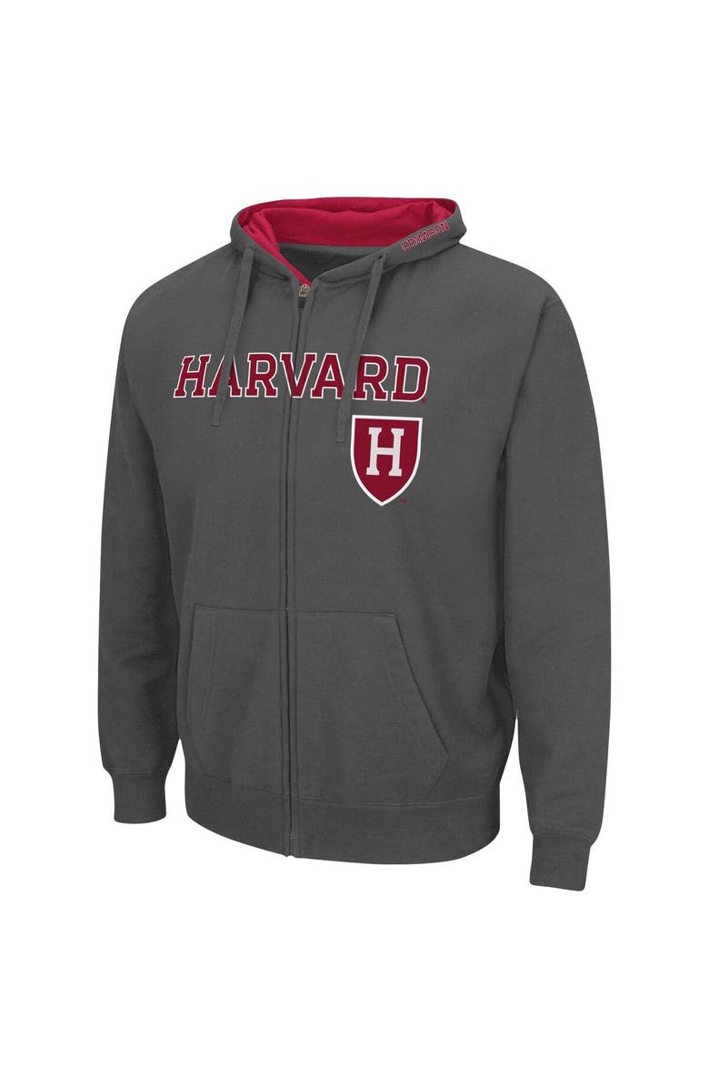COLOSSEUM Men's Colosseum Charcoal Harvard Crimson Arch & Logo 3.0 Full-Zip Hoodie, Alternate, color, Charcoal