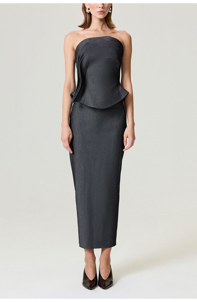 Nocturne Strapless Ruffled Bustier Top, Alternate, color,