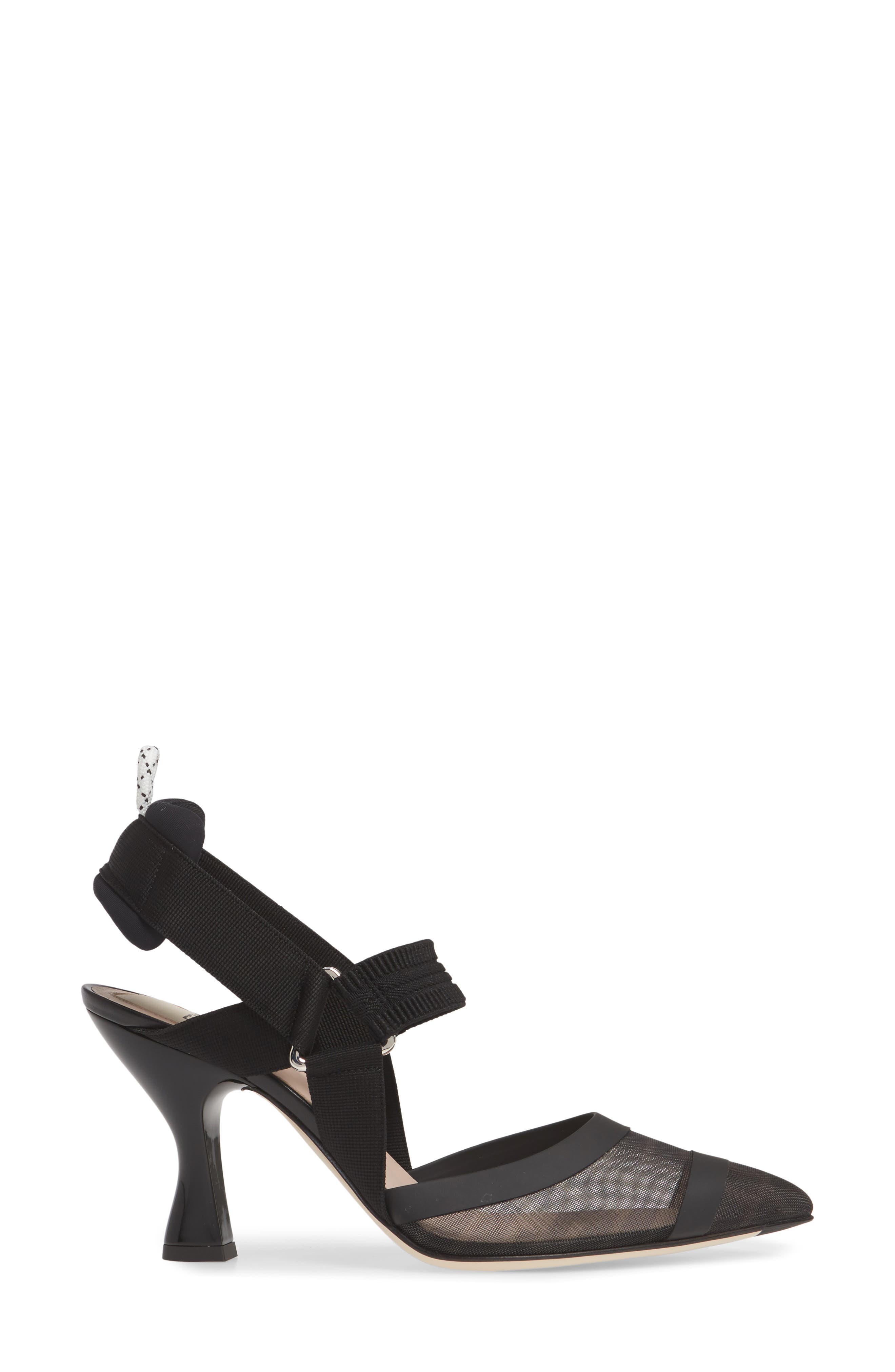 Fendi Colibri Mesh Slingback Pump, Alternate, color, Black