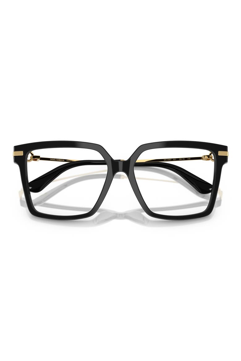 56mm Square Optical Glasses, Alternate, color, BLACK