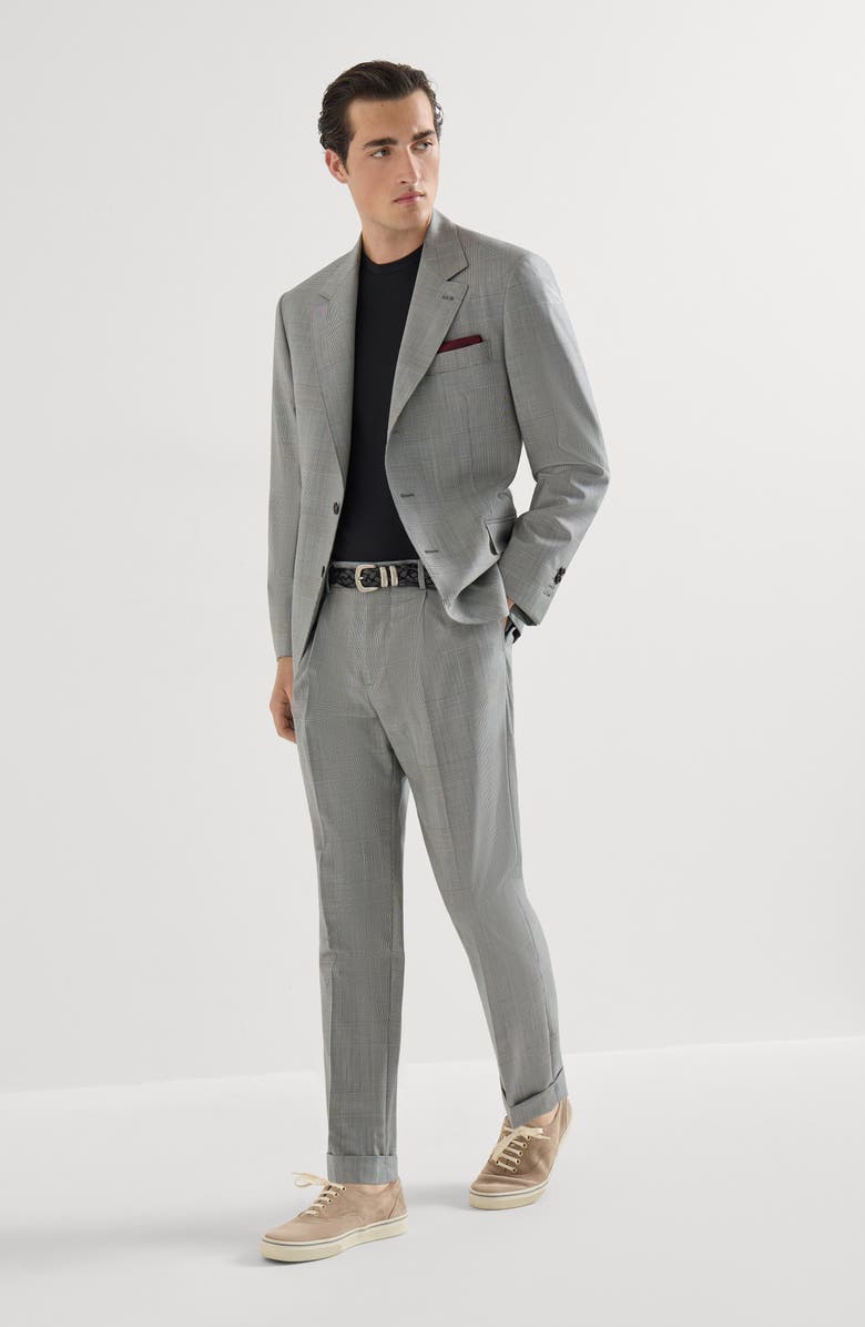 Brunello Cucinelli Prince of Wales blazer, Alternate, color, Grey