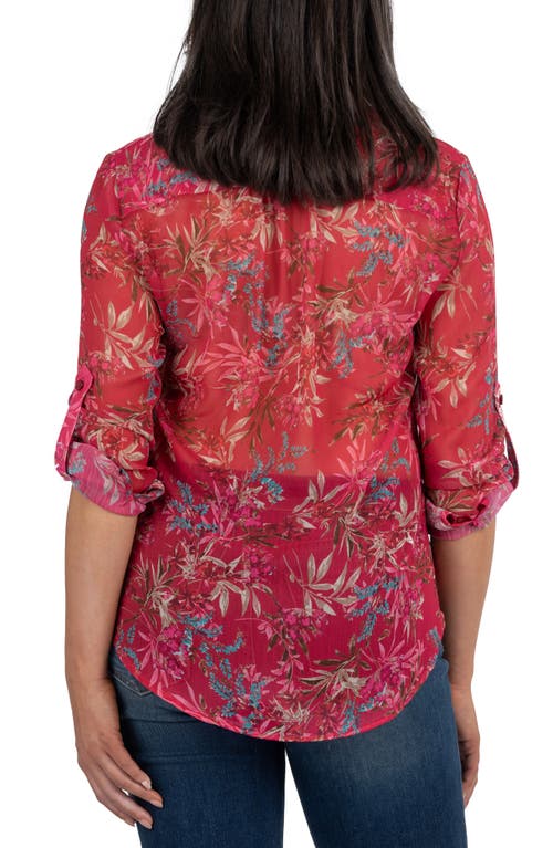 Kut From The Kloth Jasmine Chiffon Button-up Shirt In Ribeira Magenta Tan