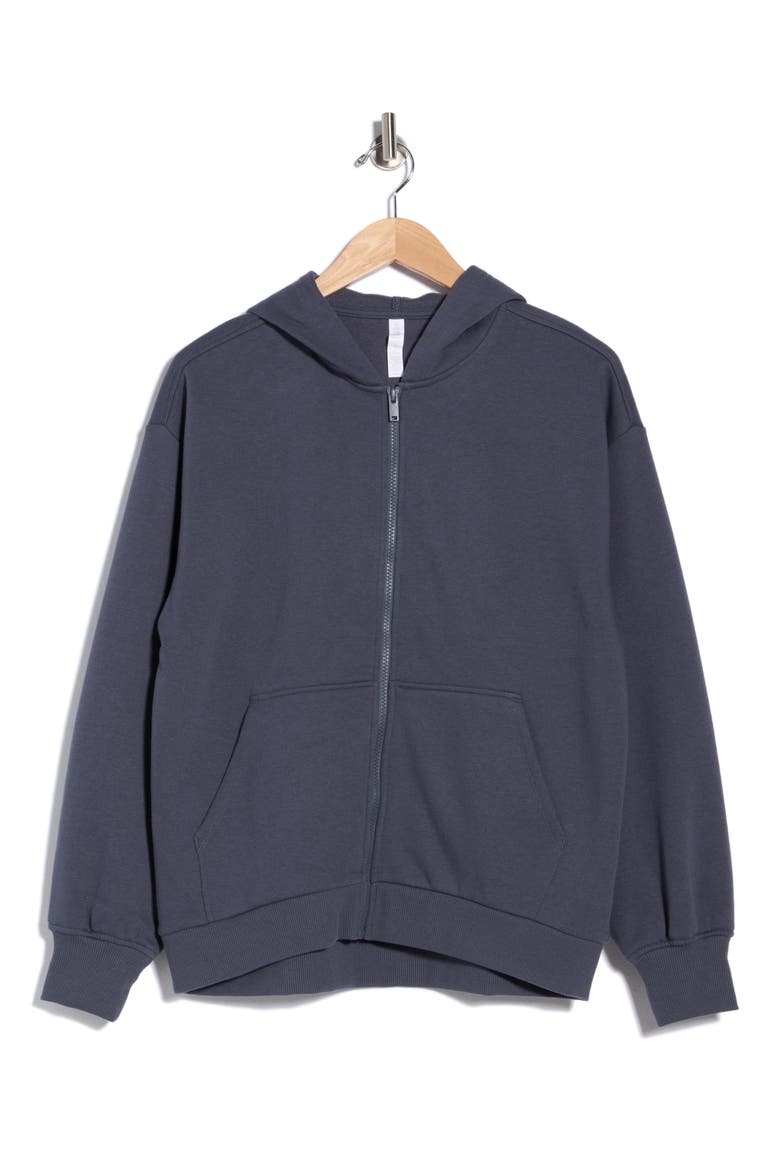 Feather Fleece Zip Hoodie, Alternate, color, NAVY ARMADA