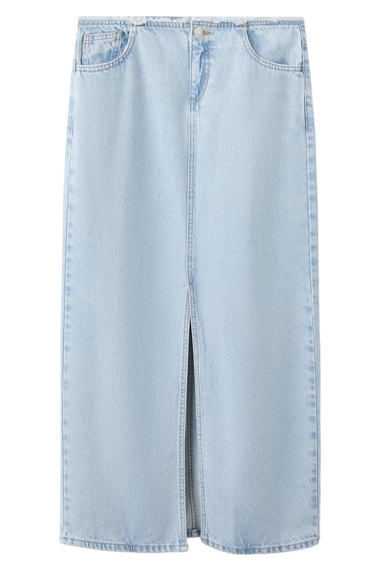 Front Slit Denim Midi Skirt, Main, color, BLEACH BLUE