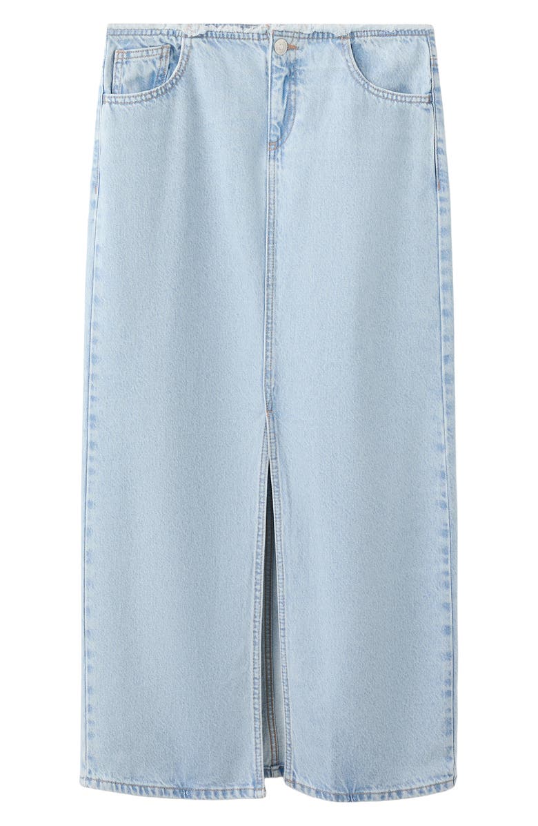 MANGO TEEN Front Slit Denim Midi Skirt, Main, color, 