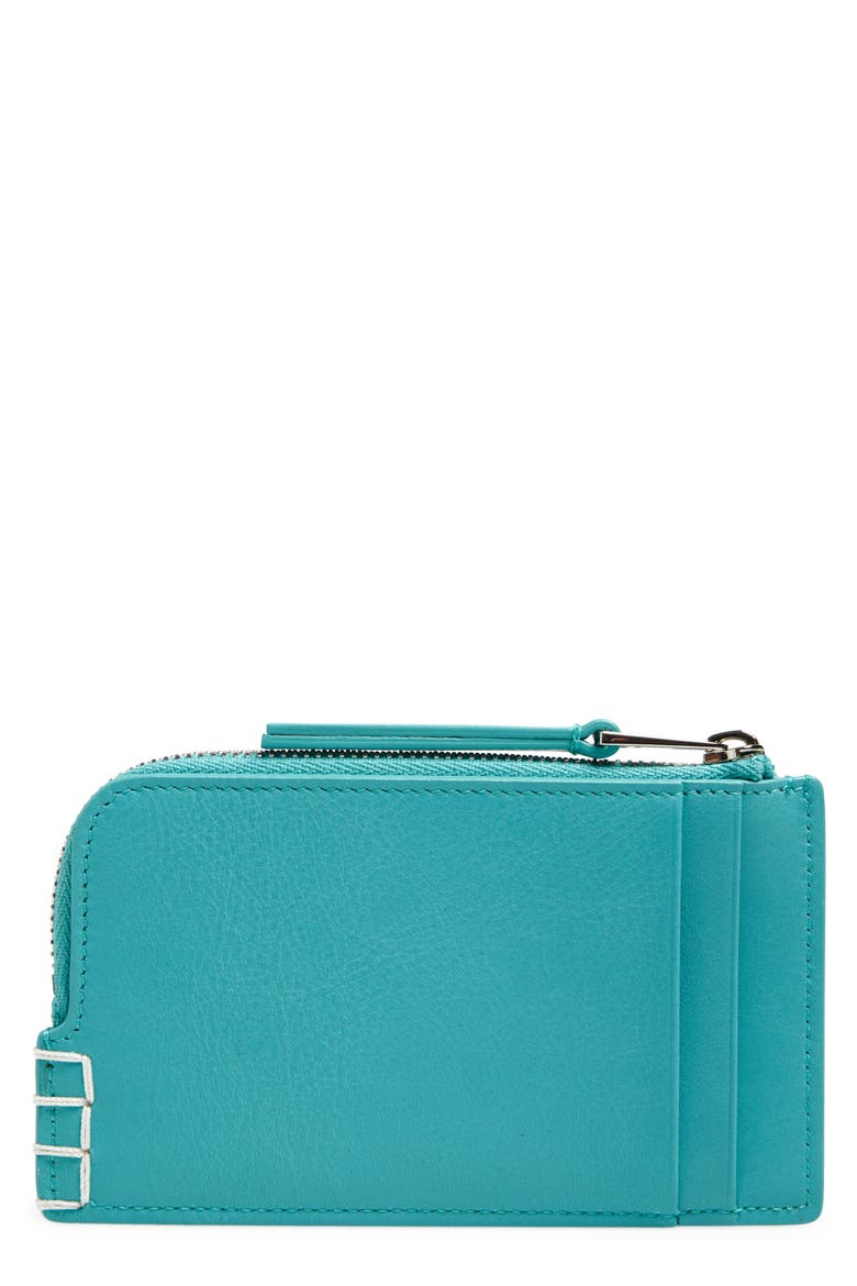 Loafer Leather Zip Wallet, Main, color, TURQUOISE