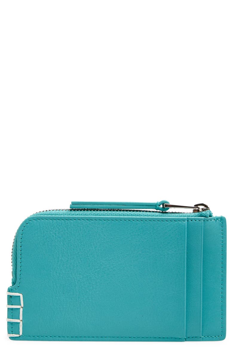 JW Anderson Loafer Leather Zip Wallet, Main, color, Turquoise