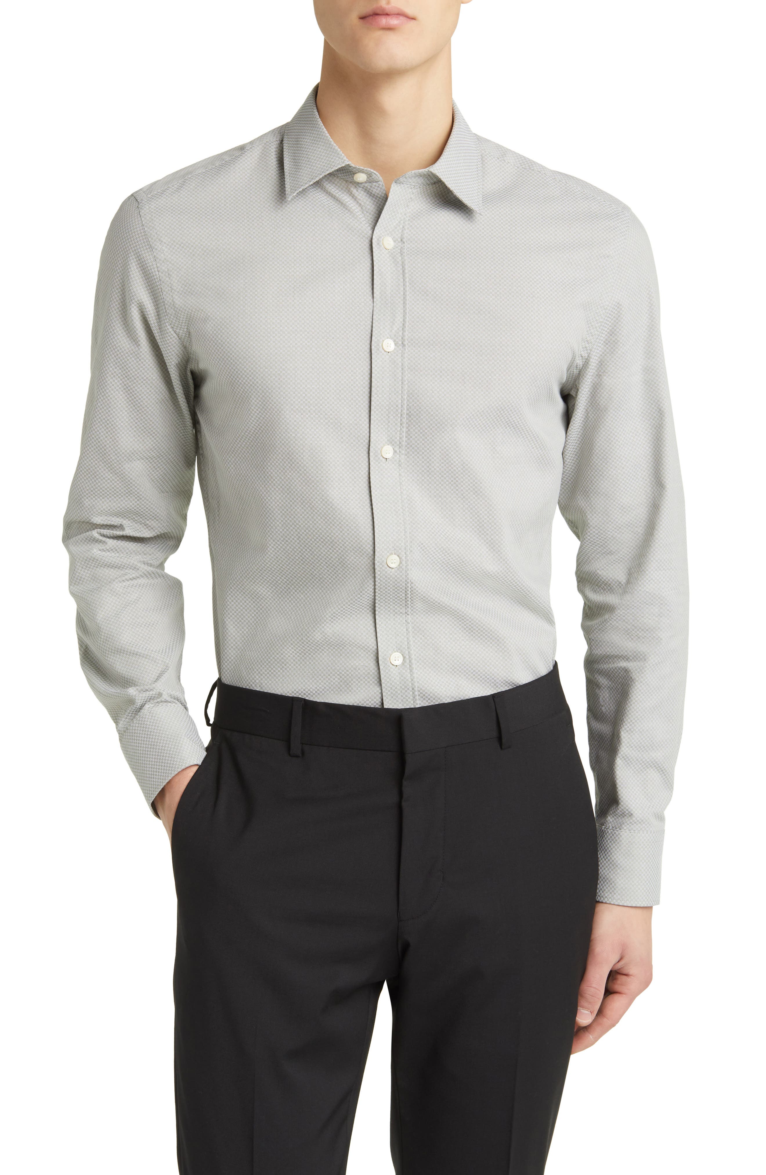 Tiger of Sweden Adley Slim Fit Two-Tone Mini Check Dress Shirt (Men ...