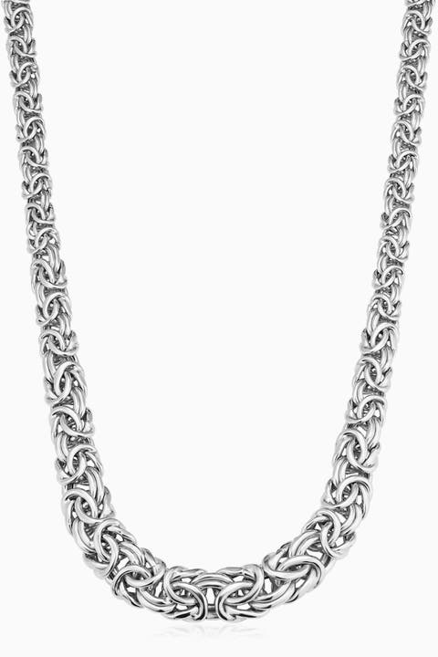 Sterling Silver Byzantine Artisan Graduated Necklace