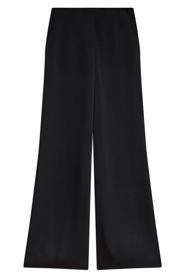 Fluid Satin Wide Leg Pants, Alternate, color, BLACK