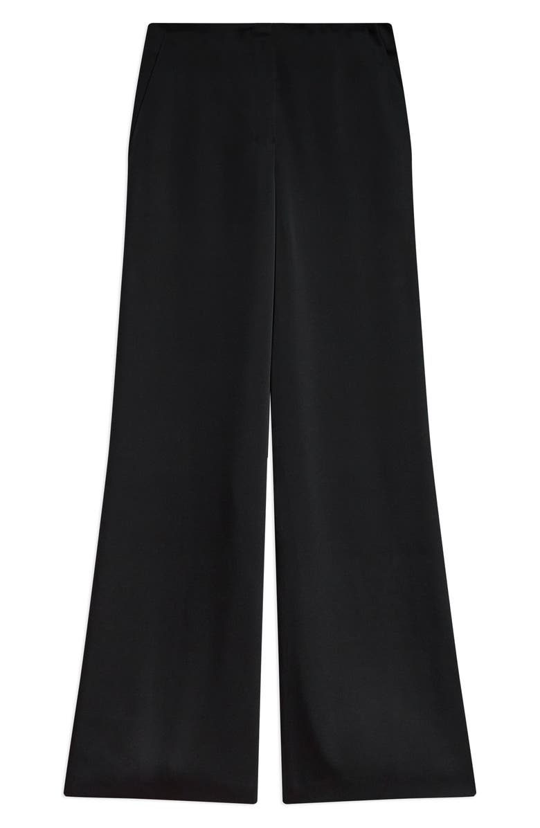 Theory Fluid Satin Wide Leg Pants, Alternate, color, Black