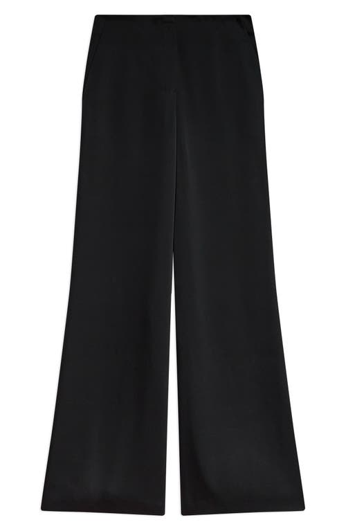 Theory Fluid Satin Wide Leg Pants In Black
