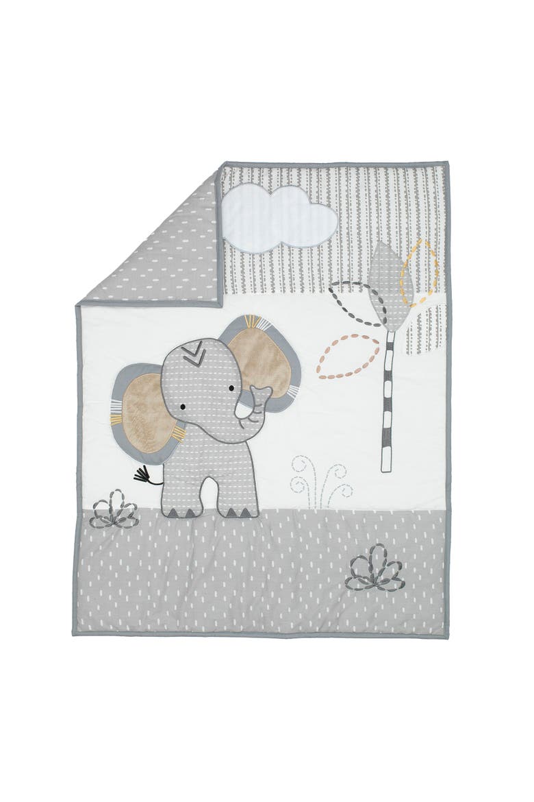 Jungle Safari Elephant 3-Piece Mini Crib Bedding Set, Alternate, color, Gray