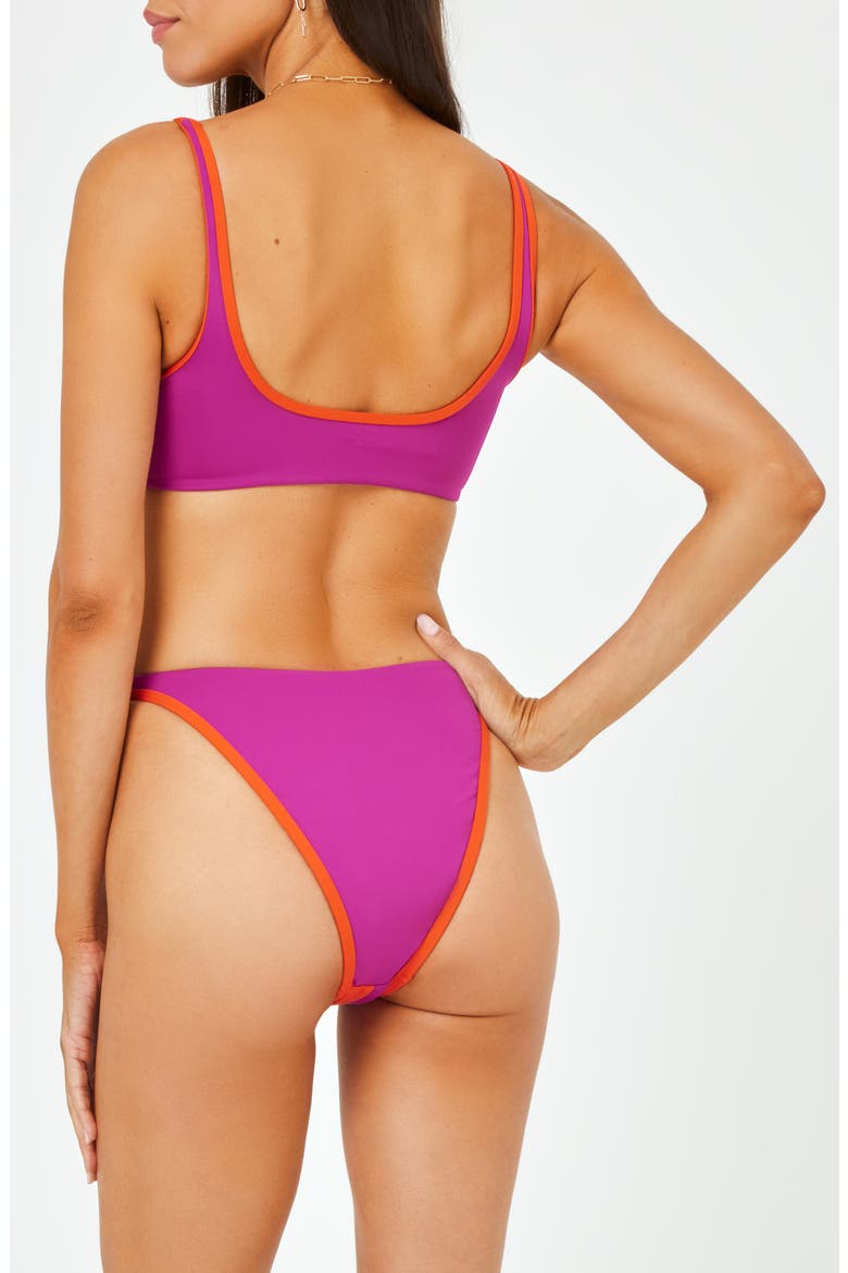 Cardi Colorblock Bikini Top, Alternate, color, BERRY/ PIMENTO