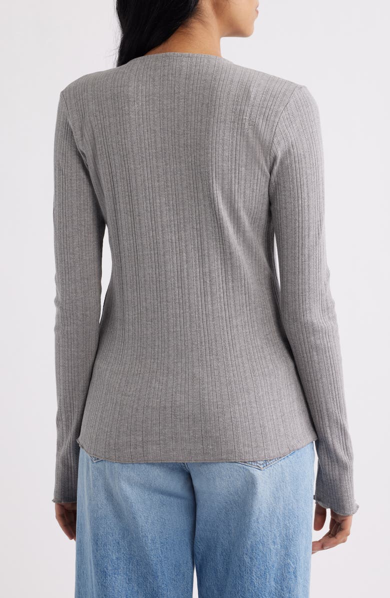 Faherty Paradise Organic Cotton Blend Pointelle Cardigan, Alternate, color, Medium Grey Heather