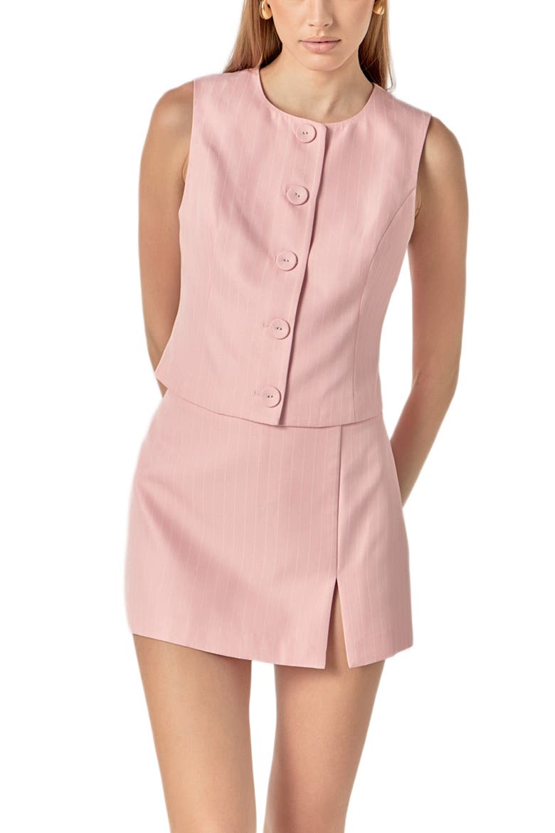 Pinstripe Skort, Alternate, color, PINK/ WHITE