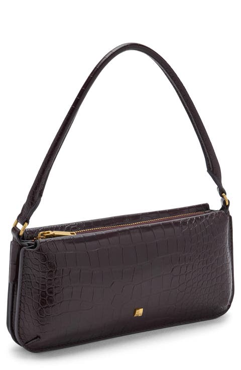 Habana Croc Embossed Faux Leather Shoulder Bag