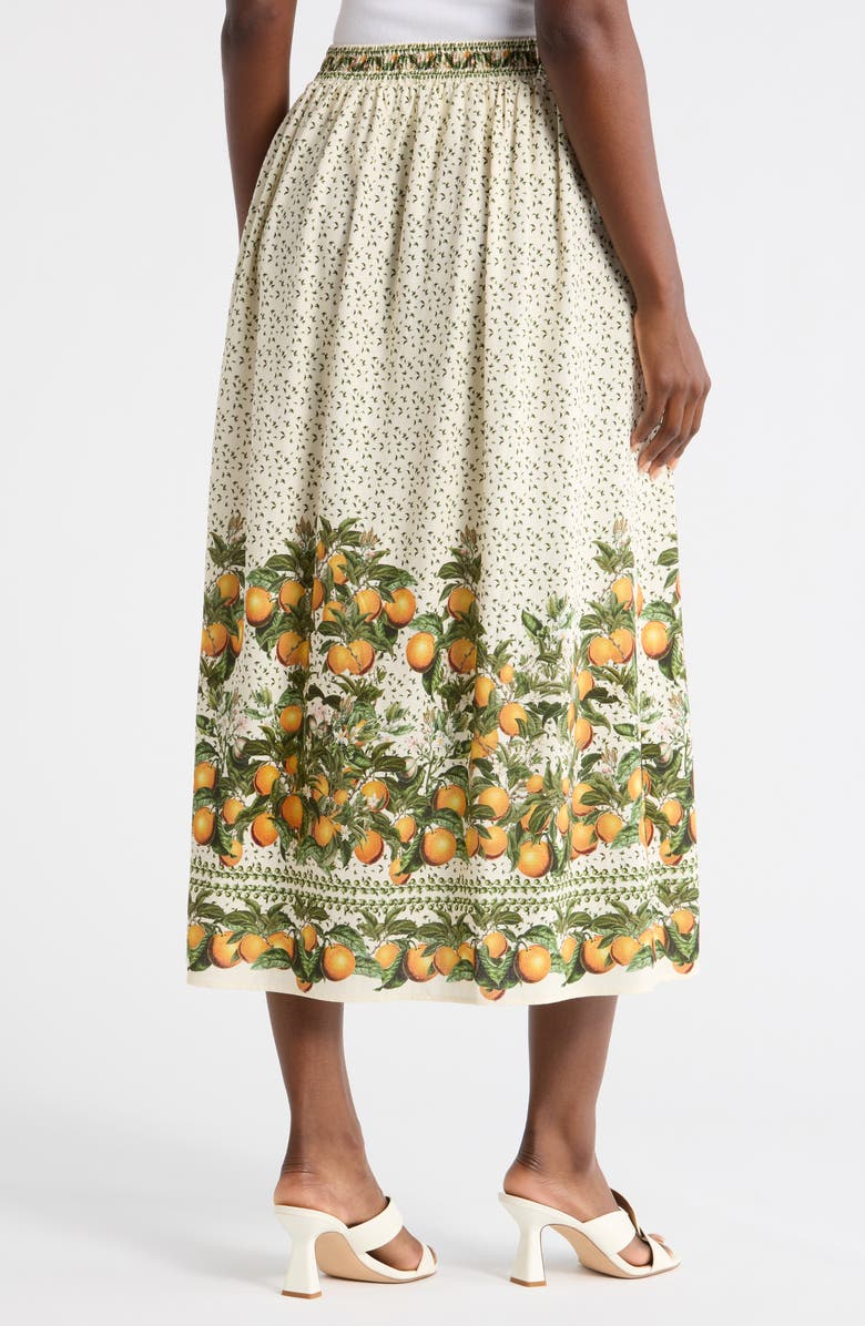 MAX STUDIO Border Print Maxi Skirt, Alternate, color, Cream/ Orange Citrus