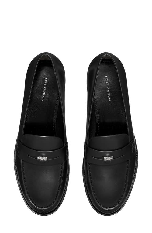 Tory Burch Classic Leather Penny Loafers In Black