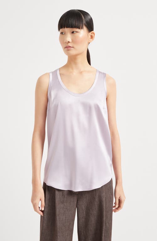 Brunello Cucinelli Silk Satin Reversible Tanktop In Lilac