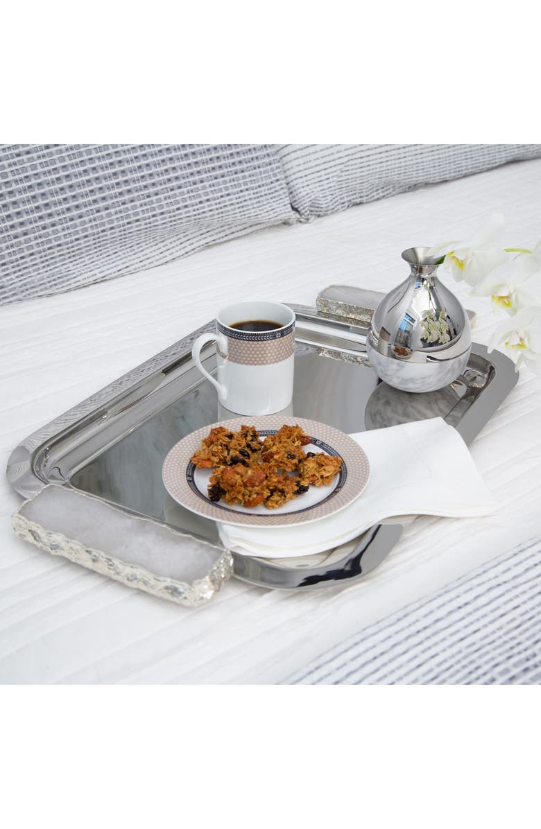 ANNA New York Hospitality Tray with Crystal Handles, Alternate, color, Silver