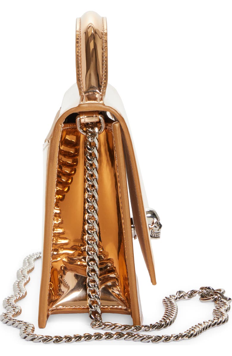 McQueen Medium Skull Metallic Faux Leather Handbag, Alternate, color,
