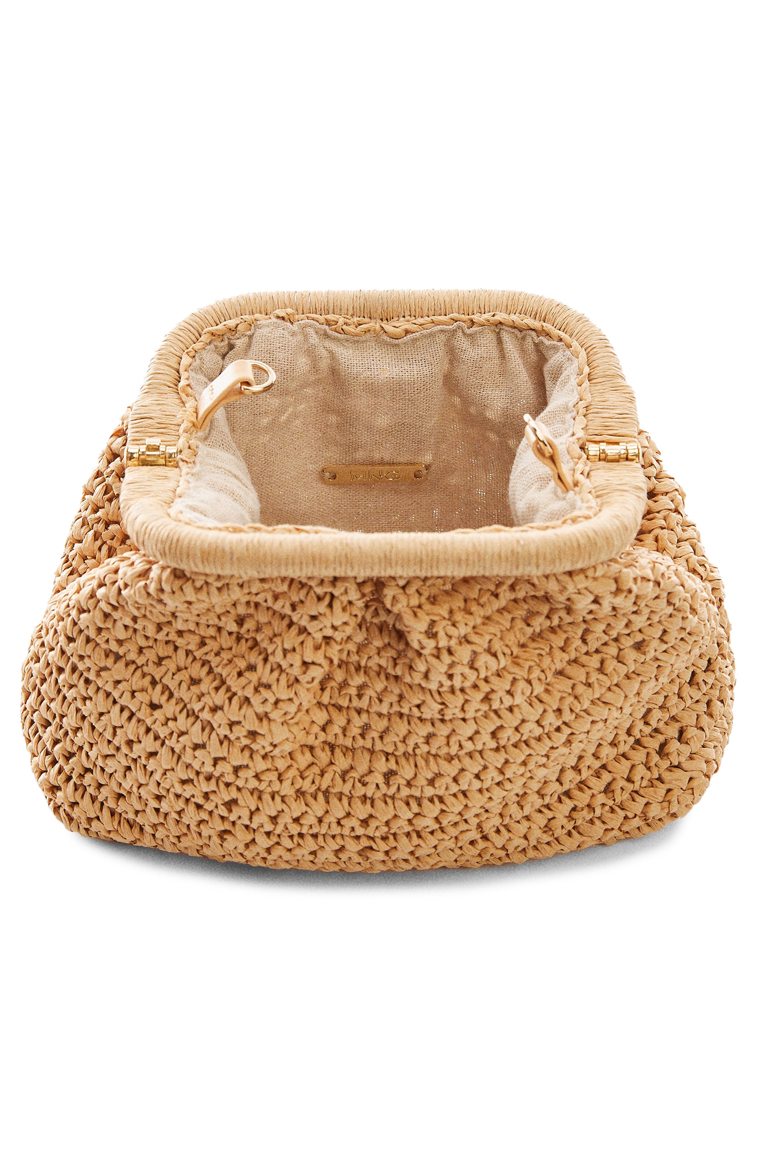 MANGO Amalfi Crochet Straw Clutch, Alternate, color, 