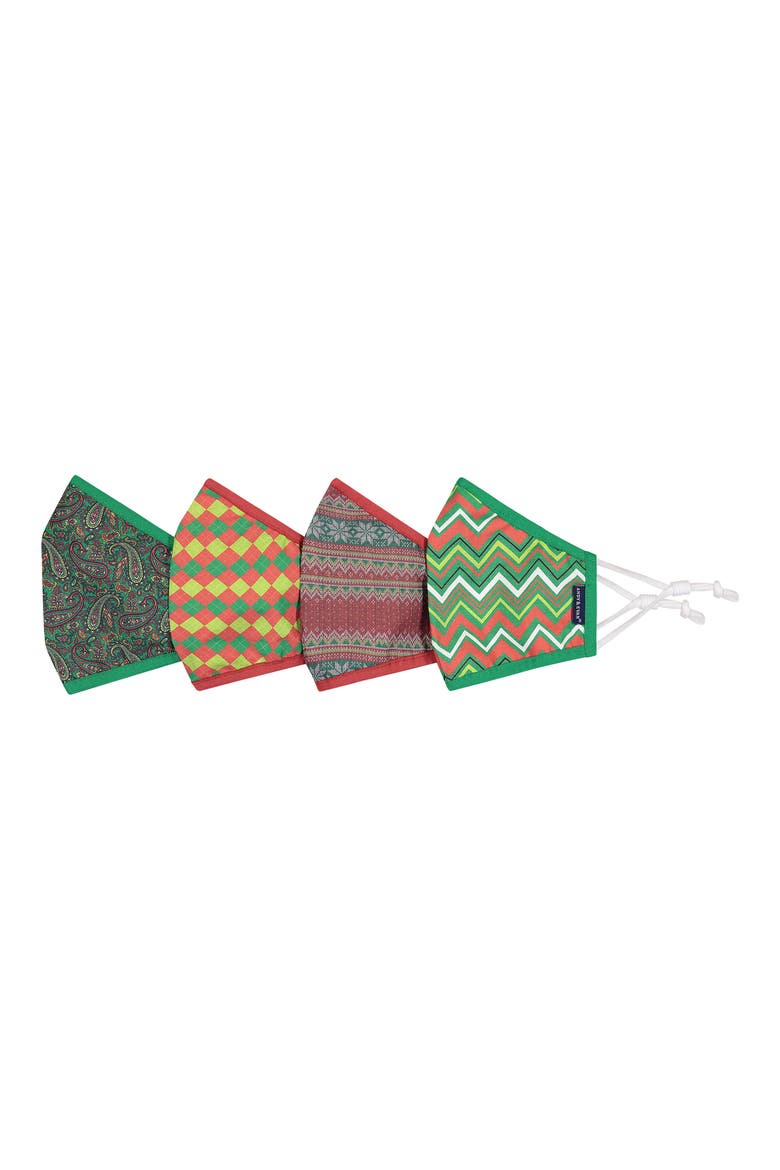 Assorted 4-Pack Adult Face Masks, Main, color, GREEN PLAID