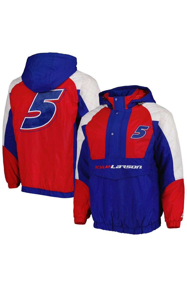 STARTER Men's Starter Royal/Red Kyle Larson The Body Check Half-Snap Pullover Jacket, Main, color, Royal