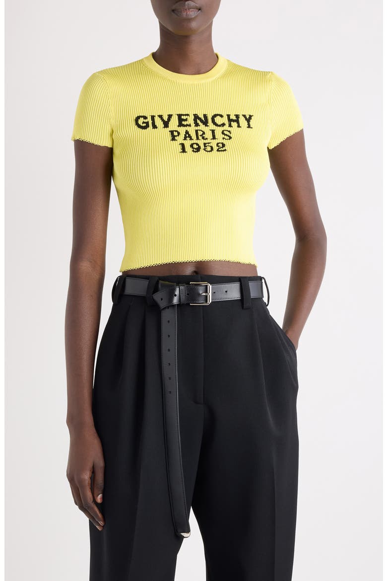 Logo Intarsia Crop Top, Main, color, ACID YELLOW