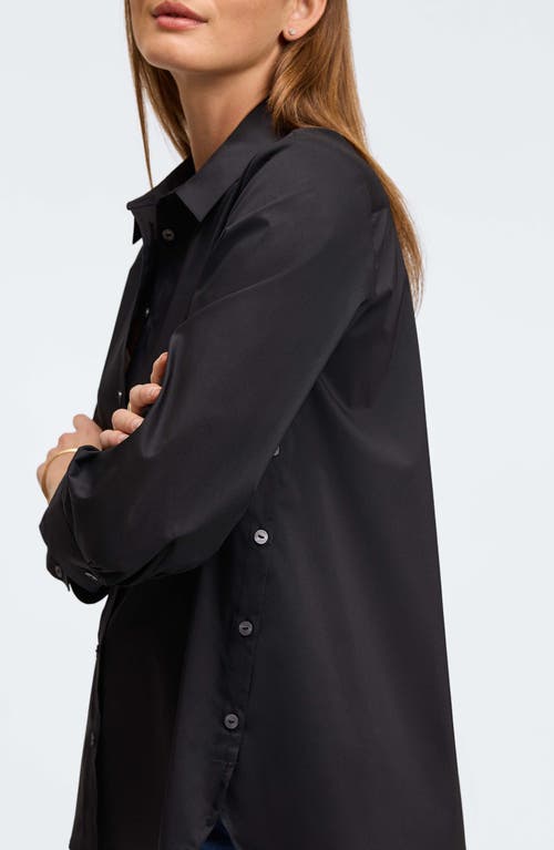 Foxcroft Juliet Three-quarter Sleeve Button-up Shirt In Black
