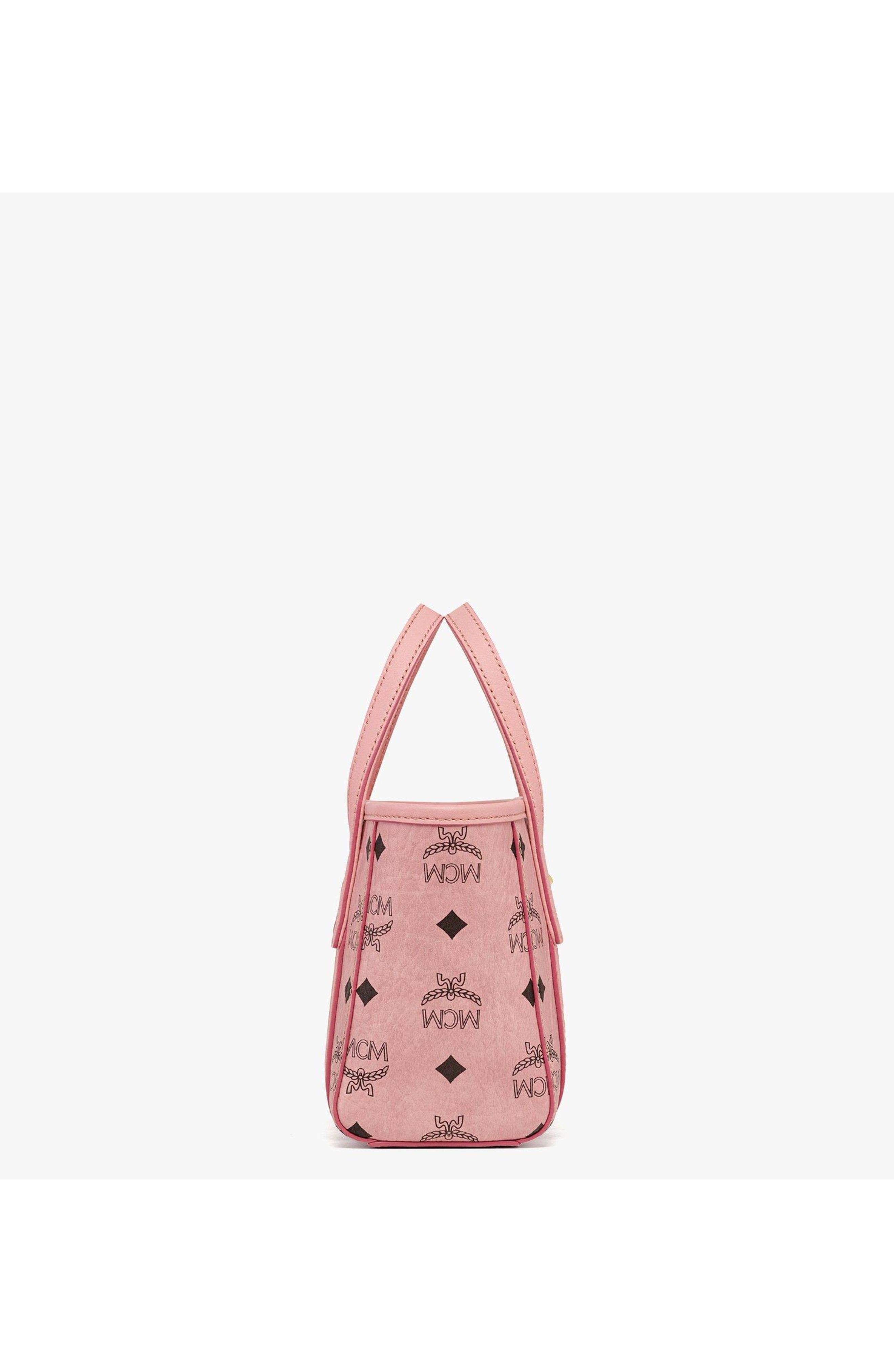 MCM X-Mini Toni Top-Zip Shopper in Visetos, Alternate, color, Pink